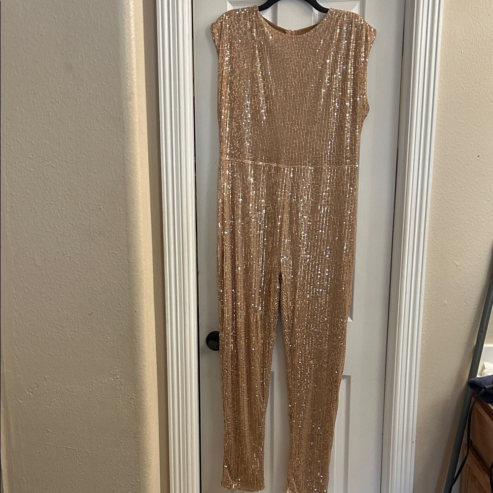 Sequin jumpsuit size 2x fits more like a xl to me